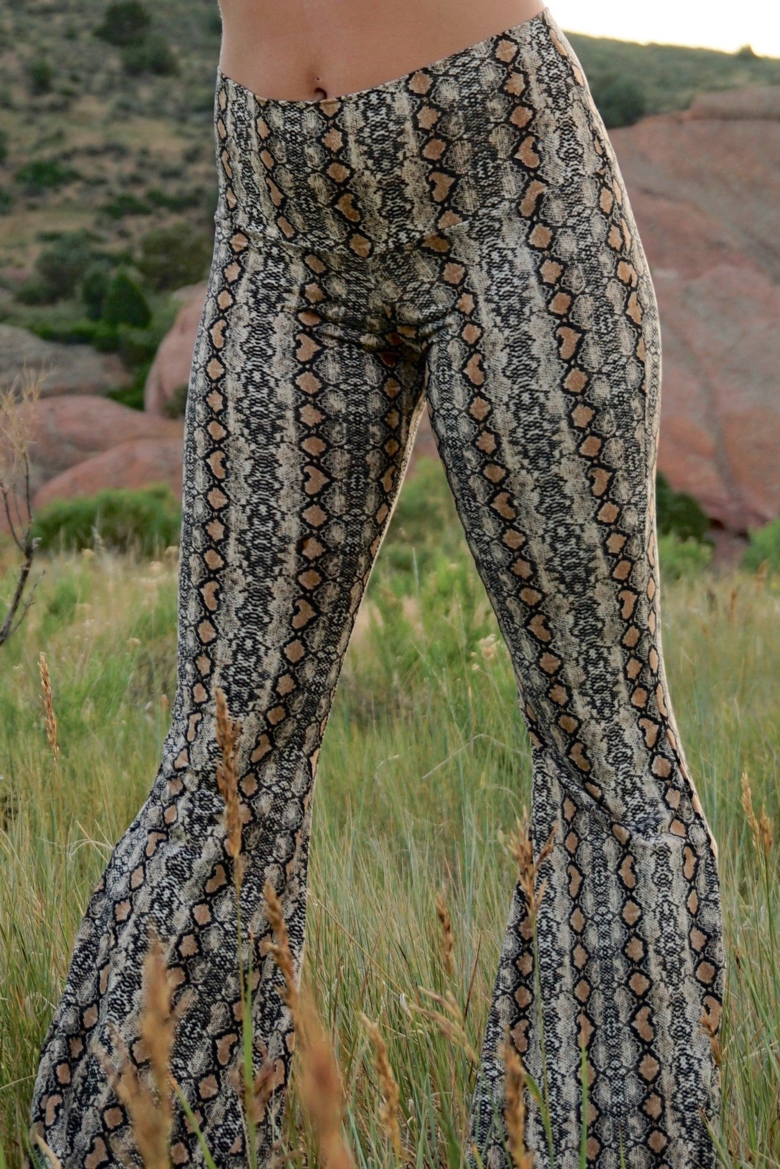 High Waist Bell Bottom Flare Pants - Gold Snakeskin '20 – Noralina Freedom  Designs